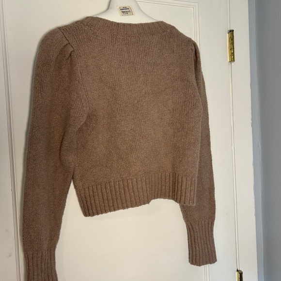 Anthropologie Maeve Crewneck Puff Sleeve Crop Sweater | Dusty Rose | Small - Picture 5 of 9